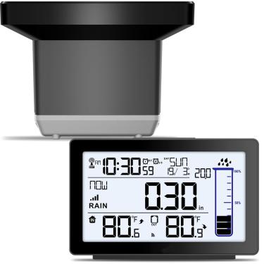 Imagem de Medidor de chuva sem fio ao ar livre, medidor de chuva digital autovazio ao ar livre, melhor classificado, medidor eletrônico de chuva para quintal, medidor de chuva à prova de congelamento com