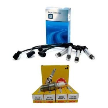 Imagem de Kit Cabo e Vela Prisma Celta Corsa 1.0 8V Flex 2005 a 2011 - NGK, Pret