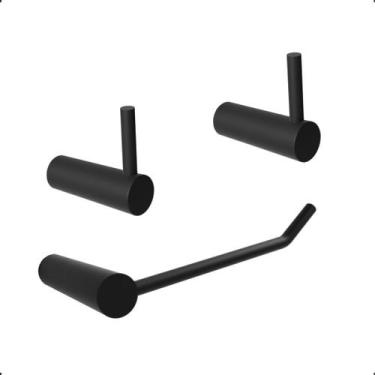 Imagem de Kit Acessórios para Banheiro Modelo Orion Preto Fosco Grego Metal