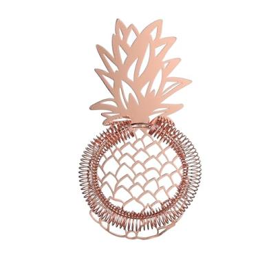 Imagem de Coador de coquetel com design de abacaxi, estilo Hawthorne, aço inoxidável (banhado a cobre)