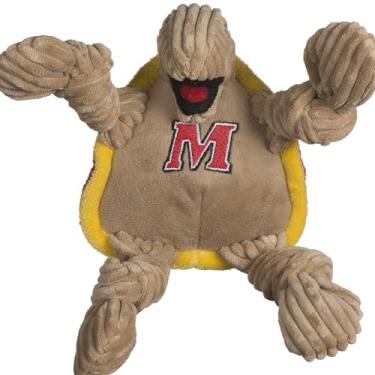 Imagem de HuggleHounds Mascote de pelúcia para faculdade de veludo cotelê durável e com barulho, ótimo brinquedo para cães para mastigadores agressivos, Univ Maryland Testudo Terrapin, pequeno