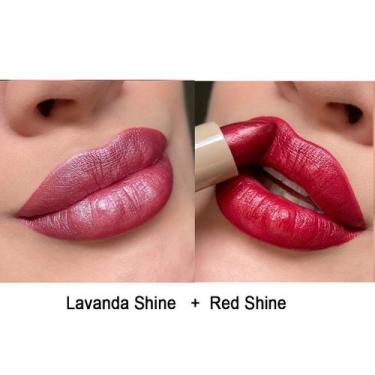 Imagem de Batom Dia a Dia Shine Bala Bastão Cintilante Mahav BCD-MV, Lavanda+Red