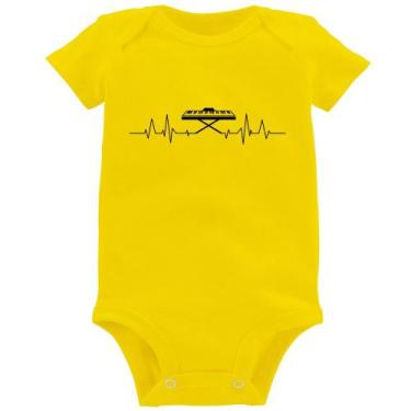 Imagem de Body Bebê Teclado Batimentos Cardíacos - Foca na Moda, Amarelo, M