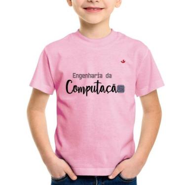 Imagem de Camiseta Infantil Engenharia da Computação - Foca na Moda, Rosa bebê, 