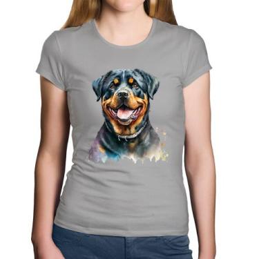 Imagem de Baby Look Algodão Cachorro Rottweiler - Foca na Moda, Cinza, M