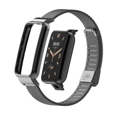Imagem de T-BLUER Pulseira compatível com Xiaomi Mi Band 7 Pro, pulseira de substituição de metal de aço inoxidável Mi Band 7 Pro, acessórios para pulseira inteligente Miband 7 Pro, FG1 preta