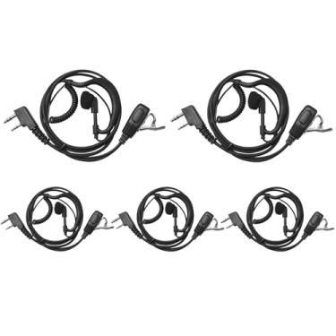 Imagem de Pacote com 5 fones de ouvido de 2 pinos giratórios em forma de G com microfone Ptt para Baofeng UV-5R BF-888S BF-F8HP UV-82 UV-82HP Fone de ouvido fone de ouvido microfone para Kenwood TK-2107 TK-3107