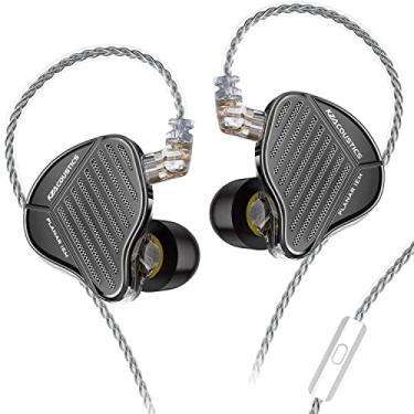 Imagem de Fones de ouvido KZ PR1 Pro Planar IEM de alta resolução, fones de ouvido intra-auriculares com fio, fones de ouvido intra-auriculares HiFi 4 audiphile (preto, com microfone)