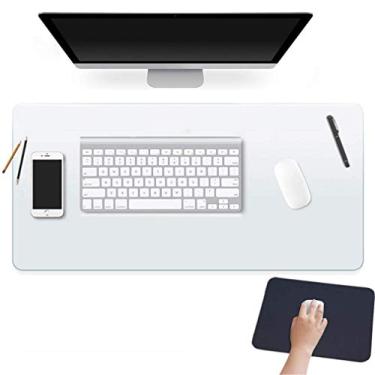 Imagem de Tapete de mesa transparente de 43 cm x 91 cm, tapete protetor de mesa para escritório em casa na parte superior das mesas para laptop, teclado de computador, capa de mesa de vinil de PVC com mouse pad à prova d'água e plástico transparente