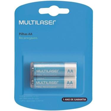 Imagem de Pilhas Recarregáveis Aa Multilaser 2500mah Com 2 Unidades