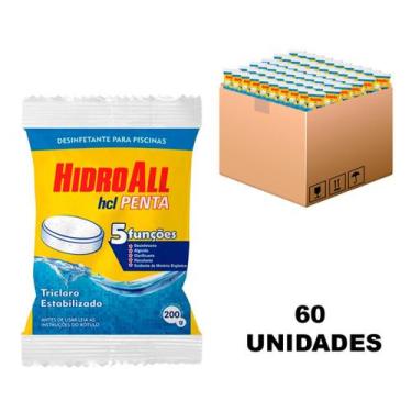 Imagem de KIT 60 Cloro pastilha 5 em 1 HCLpenta 200gr Hidroall