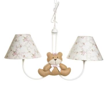Imagem de Lustre 2L Simples Com 2 Ursas Com Laço Quarto Bebê Infantil - Potinho 