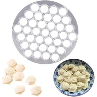 Imagem de Molde de bolinho de ravioli de metal prateado, molde de bolinho de ravióli, fabricante russo de pelmeni, fabricante de ravioli de metal com 37 furos, fabricante de bolinhos de carne Pelmeni, cortador
