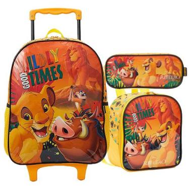 Imagem de Kit Mochila Rei Leão Infantil Rodinha Lancheira Estojo Xeryu - Xeryus