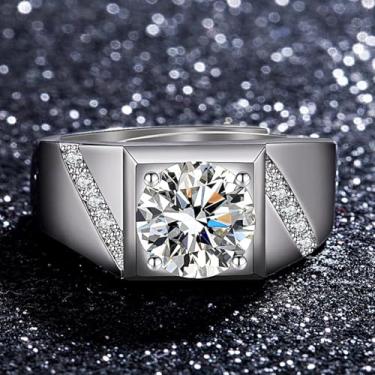Imagem de Anel De Casamento Ajustável De Abertura Para Homens Moissanite Live Overpowering, Mz008 (2 Carats), Adjustable opening