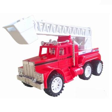 Imagem de Caminhão Carrinho Carro Truck  Bombeiro Vermelho Articulado Com Friccç