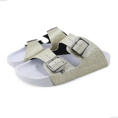 Imagem de Birken Feminina Sandalia com Fivelas Confortavel Leve Antiderrapante Macia Tamanco Mulheres Sola Branca (Dourado, BR, Adulto, Numérico, 35)