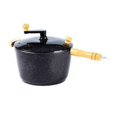 Imagem de Pipoqueira Alumínio Preta Pipoca Doce Salgada 5100ml 24cm - JAVALI