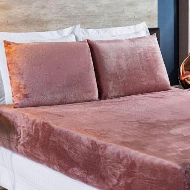 Imagem de Jogo De Cama Queen Biasoft Manta Flannel 3 Peças - Rosê. - BIA ENXOVAI