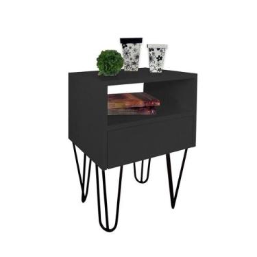 Imagem de Mesa De Cabeceira Estilo Industrial Preto Laca - FORMALIVRE