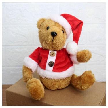 Imagem de Ursinho De Pelúcia Roupa E Gorro Natalino Enfeite 17cm - Gici Christma