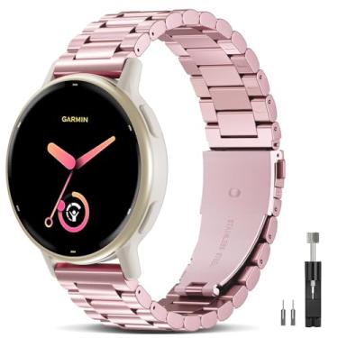 Imagem de EverAct Pulseira de substituição de aço inoxidável de liberação rápida de 20 mm compatível com Garmin Forerunner 165/Forerunner 55/245/645/570-42 mm para Vivoactive 6/5/3/3 Music/Venu Sq 2