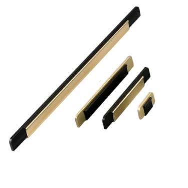 Imagem de CXYFQUUK Puxadores de armário de perfil de combinação de ouro preto puxadores de cômoda de liga de alumínio puxadores de armário ferragens de móveis 2 peças (16 mm)