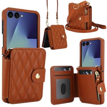 Imagem de Asuwish Capa de celular para Samsung Galaxy Z Flip 7 5G com bloqueio de RFID, carteira com zíper, alça transversal, dobradiça, proteção para cartão, suporte ZFlip 7Z Z7 G Flip7 ZFlip7, mulheres