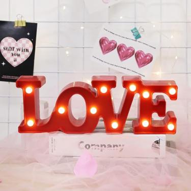 Imagem de Letreiro de luzes LED para luz noturna casamento festa de aniversário alimentado por bateria lâmpada de Natal barra doméstica (vermelho, 31 x 10,8 x 4 cm)