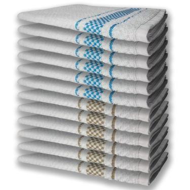 Imagem de 12 Panos De Prato Atoalhado Felpudo Premium 6 Azul 6 Marrom