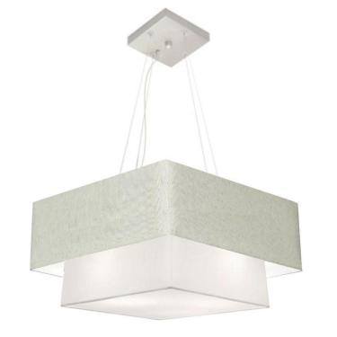 Imagem de Lustre Pendente Duplo Quadrado Vivare Md-4345 Cúpula Em Tecido 60x50cm - Bivolt Rustico-cinza-branco 110v/220v
