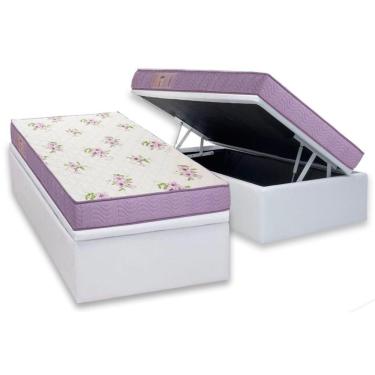 Imagem de Cama Box Baú Solteiro: Colchão Molas Ensacadas Ortobom D23 Physical Super Resistente + Base Crc Courano White(88x188)