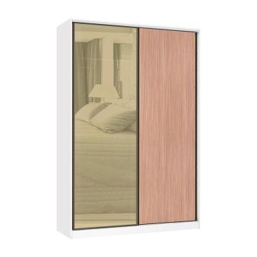Imagem de Guarda Roupa 2 Portas De Correr 159cm Branco Com Cumaru