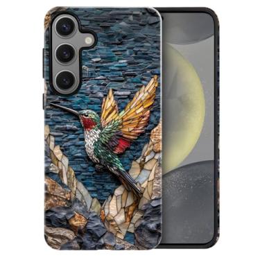 Imagem de heindiy Compatível com Samsung Galaxy S24 Plus, capa brilhante, proteção total, à prova de choque, anti-arranhões, capa de TPU, capas para homem mulher - beija-flor vitral