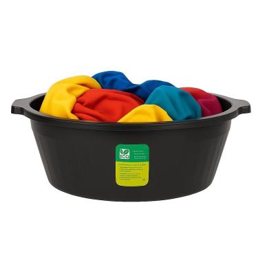 Imagem de Bacia Plástica Multiuso 20 L Com Alça Reforçada Preta Para Lavanderia E Limpeza