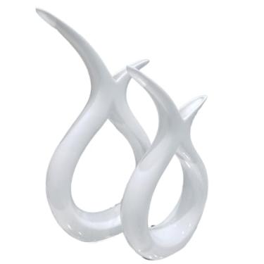 Imagem de Decoração Sala, Kit 2 Dupla de Vasos Enfeite Decorativos Rack Sala Aparador de CerâMica Enfeites Sala Decoracao Mesa(BRANCA DUPLA EST)