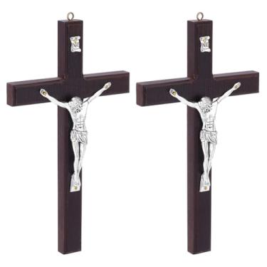 Imagem de UNICRAFTALE Crucifixo Cruz de parede de 18 cm de comprimento cruz decoração de parede crucifixo presentes cristãos de madeira para decoração de altar de casa presente inspirador para fé