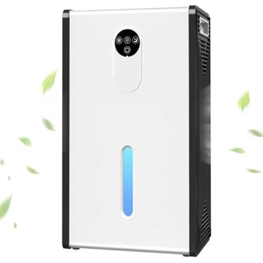 Imagem de Desumidificador para 1076 m², absorvente de umidade portátil silencioso com desligamento automático, descongelamento automático, tanque de água de 2041 g, mangueira de drenagem, luz LED de 7 cores