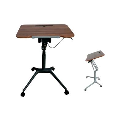 Imagem de HGTRH Suporte para laptop móvel, mesa de leitura móvel de altura ajustável, mesa de laptop com parte superior inclinada, mesa portátil para laptop com rodízios, pequena mesa de pé sobre rodas