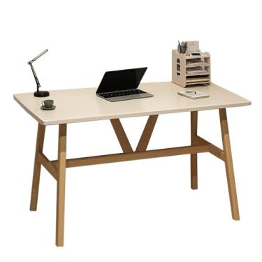 Imagem de Mesa de computador, mesa de trabalho moderna de meados do século, mesa de trabalho para escritório em casa, mesa de estudo, mesa de estudo pequena para quarto, mesa de trabalho, com pernas espessas de
