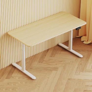 Imagem de Mesa de pé elétrica de altura ajustável, mesas de pé para escritório em casa, monitor duplo, mesa de computador ajustável, elevador de mesa com 4 funções de memória, altura de 60 a 125 cm
