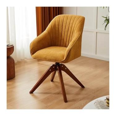 Imagem de Cadeira de design giratória com pernas de madeira, cadeira de sala de jantar com apoio de braços encosto cadeira estofada H 1 unidade