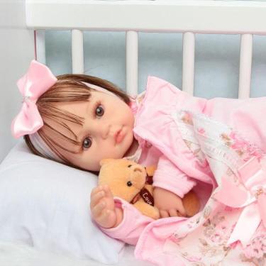 Imagem de Bebê Reborn Menina Realista Cabelo Fio a Fio Corpo Silicone - Cegonha 