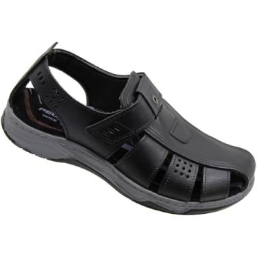 Imagem de Sandália em Couro Masculina Pegada Confort Amortech - Preto Tamanho:38;Cor:Preto