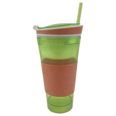 Imagem de Copo Mágico 2 Em 1 Canudo Antivazamento Sucos Compartimento - 0