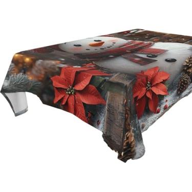Imagem de Blueangle Linda toalha de mesa de boneco de neve de Natal – Toalha de mesa retangular de poliéster impermeável e resistente a manchas para ambientes internos e externos, 152 x 304 cm (49)