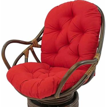 Imagem de Almofadas de substituição para cadeiras de balanço, assentos grossos e sólidos para cadeiras giratórias, reclináveis ​​e dobráveis ​​de vime, para uso interno e externo em varandas e pátios.