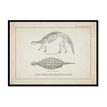 Imagem de Arte de parede de esqueleto de dinossauro vintage, paleontologia, pôsteres em tela, fósseis de dinossauro, impressões artísticas, esboços, fotos, decoração de quarto de menino (SKU11,8 x 30,5 cm = (20