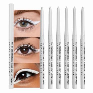 Imagem de Sombra cremosa retrátil para maquiagem dos olhos, lápis mecânicos ultra pigmentados, fórmula de acabamento acetinado fosco à prova de manchas, durável, vegano e livre de crueldade (6 peças branco-03)