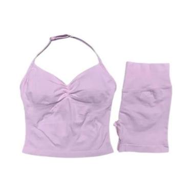 Imagem de Conjunto De Yoga Sem Costura Para Mulheres, 2 Peças, Roupas De Treino,